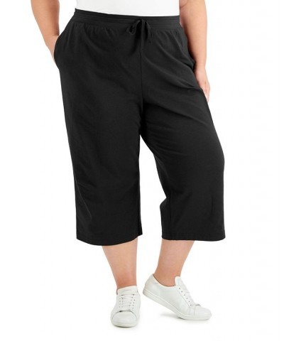 Plus Size Drawstring-Waist Knit Capri Pants Bright White $10.00 Pants