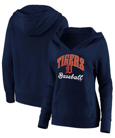 Plus Size Navy Detroit Tigers Victory Script Crossover Neck Pullover Hoodie Navy $43.19 Sweatshirts