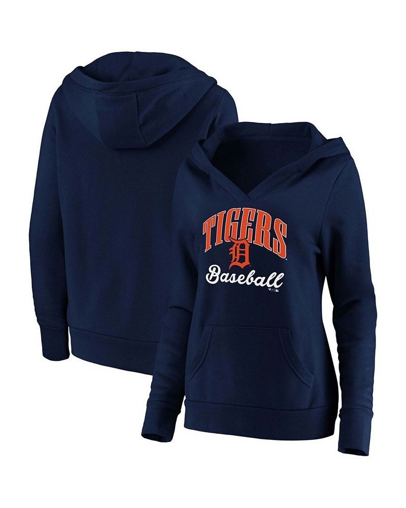 Plus Size Navy Detroit Tigers Victory Script Crossover Neck Pullover Hoodie Navy $43.19 Sweatshirts