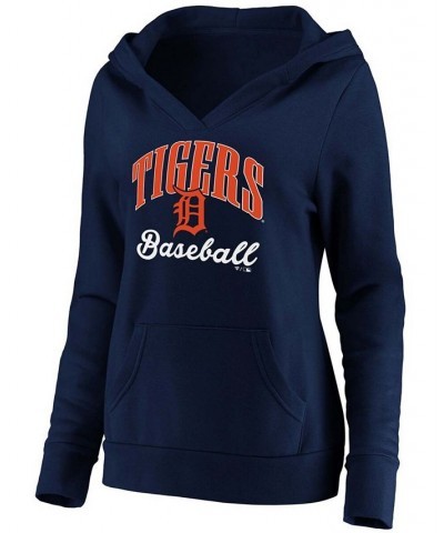 Plus Size Navy Detroit Tigers Victory Script Crossover Neck Pullover Hoodie Navy $43.19 Sweatshirts