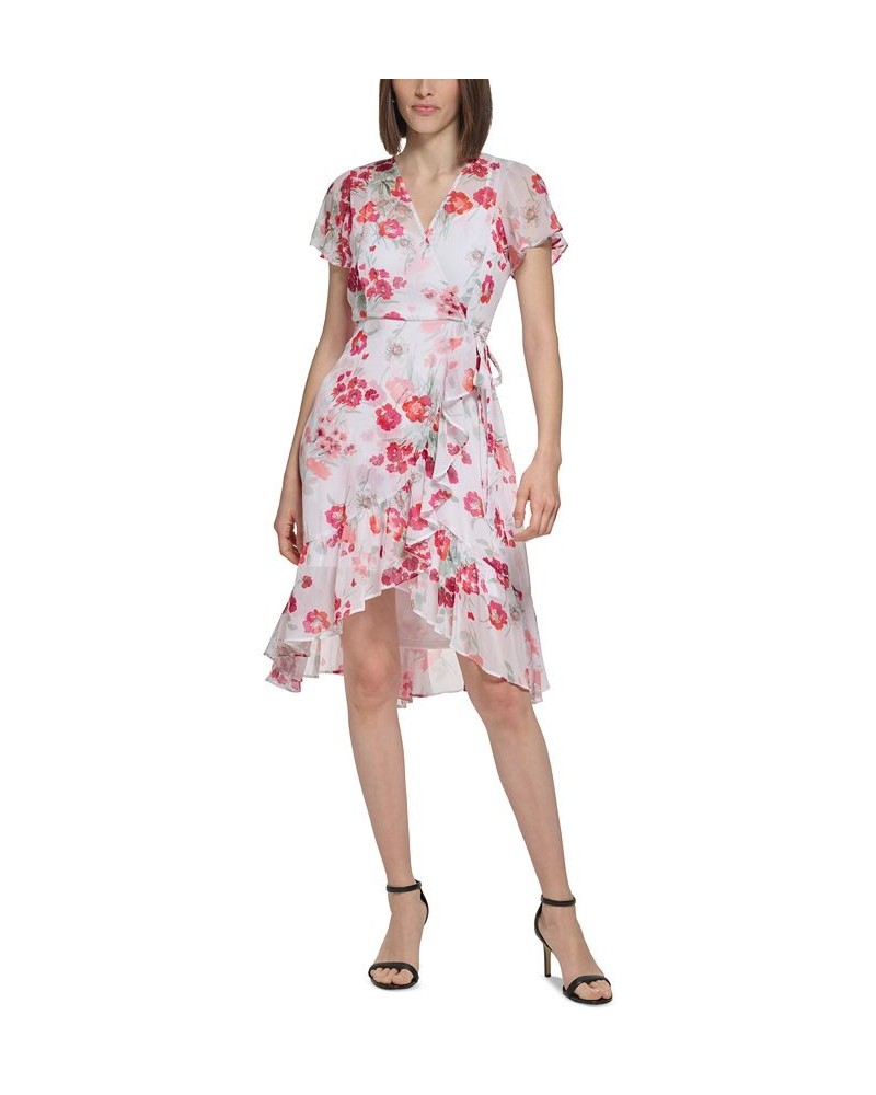 Petite Chiffon V-Neck A-Line Dress White Watermelon Multi $47.26 Dresses