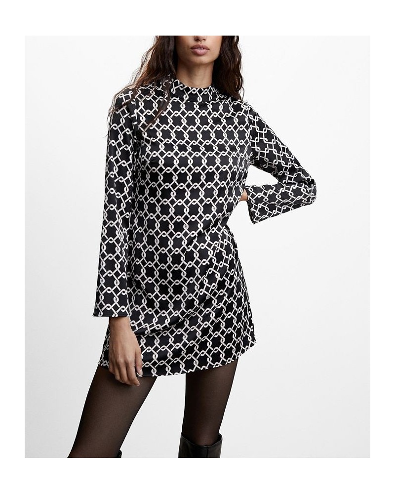 Women's Printed Short Dress Black $28.80 Dresses