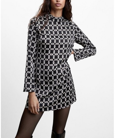 Women's Printed Short Dress Black $28.80 Dresses