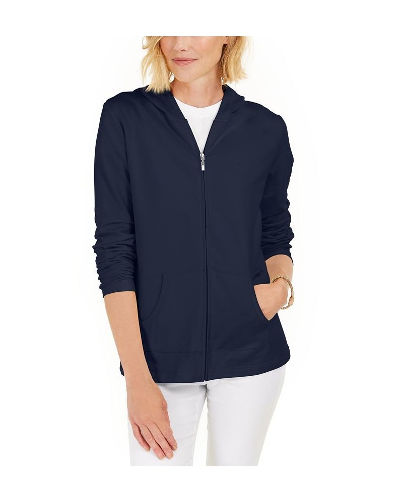 Long Sleeve Zip-Front Hoodie Intrepid Blue $15.11 Sweatshirts