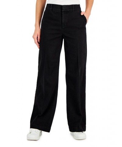 Women's High-Rise Wide-Leg Black Jeans Saturated Black $20.27 Jeans