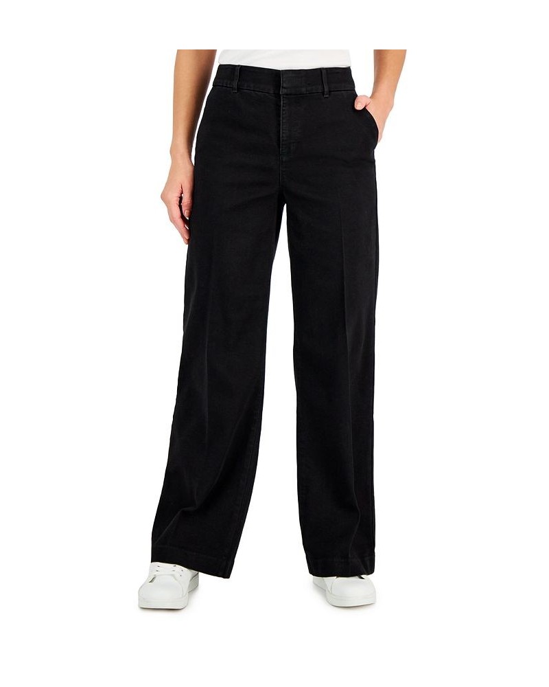 Women's High-Rise Wide-Leg Black Jeans Saturated Black $20.27 Jeans