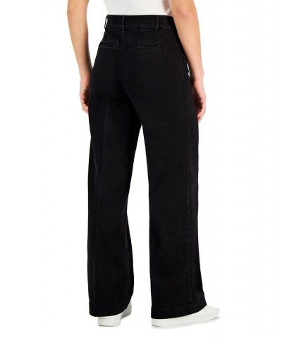 Women's High-Rise Wide-Leg Black Jeans Saturated Black $20.27 Jeans