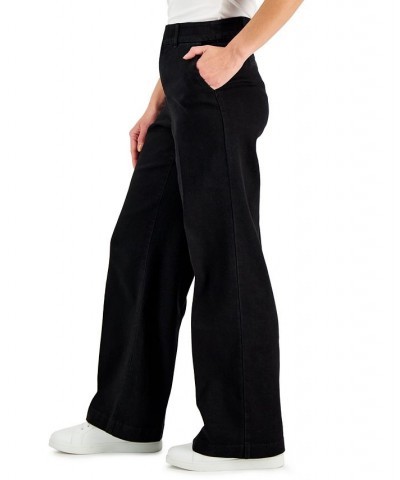 Women's High-Rise Wide-Leg Black Jeans Saturated Black $20.27 Jeans