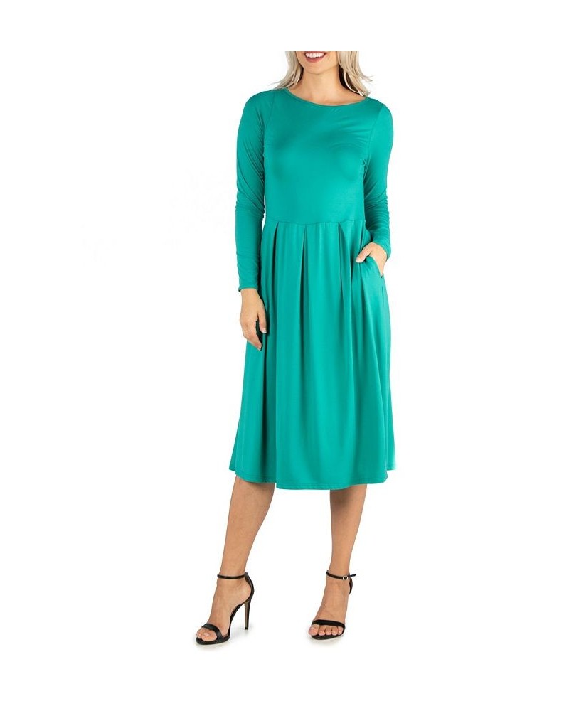 Women's Midi Length Fit and Flare Dress Jade $20.70 Dresses