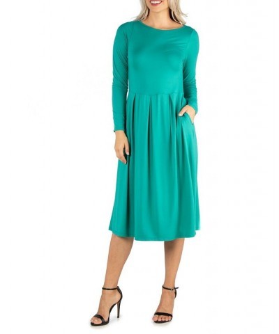 Women's Midi Length Fit and Flare Dress Jade $20.70 Dresses