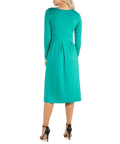 Women's Midi Length Fit and Flare Dress Jade $20.70 Dresses