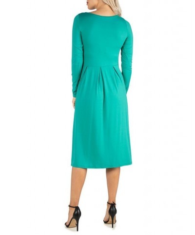 Women's Midi Length Fit and Flare Dress Jade $20.70 Dresses