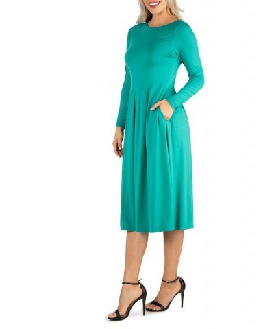 Women's Midi Length Fit and Flare Dress Jade $20.70 Dresses