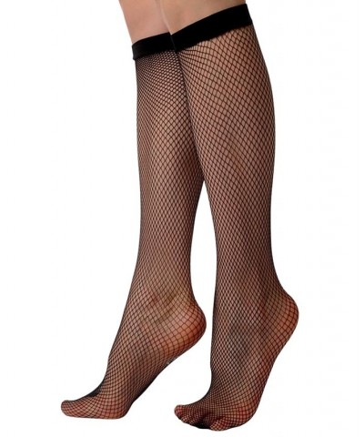 Italian Made Fishnet Knee-Highs Black $13.49 Socks