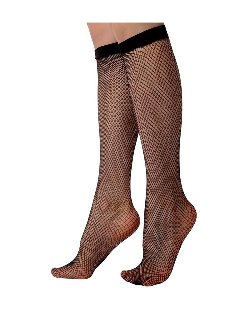 Italian Made Fishnet Knee-Highs Black $13.49 Socks