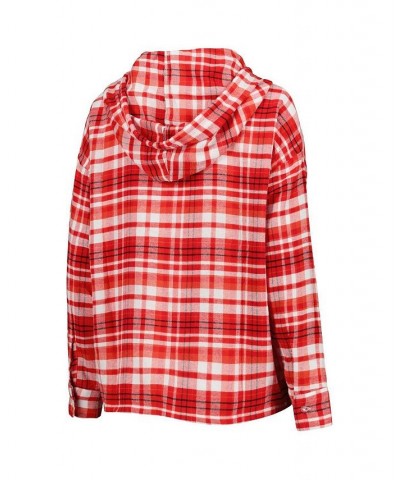 Women's Red Wisconsin Badgers Mainstay Plaid Pullover Hoodie Red $26.65 Sweatshirts