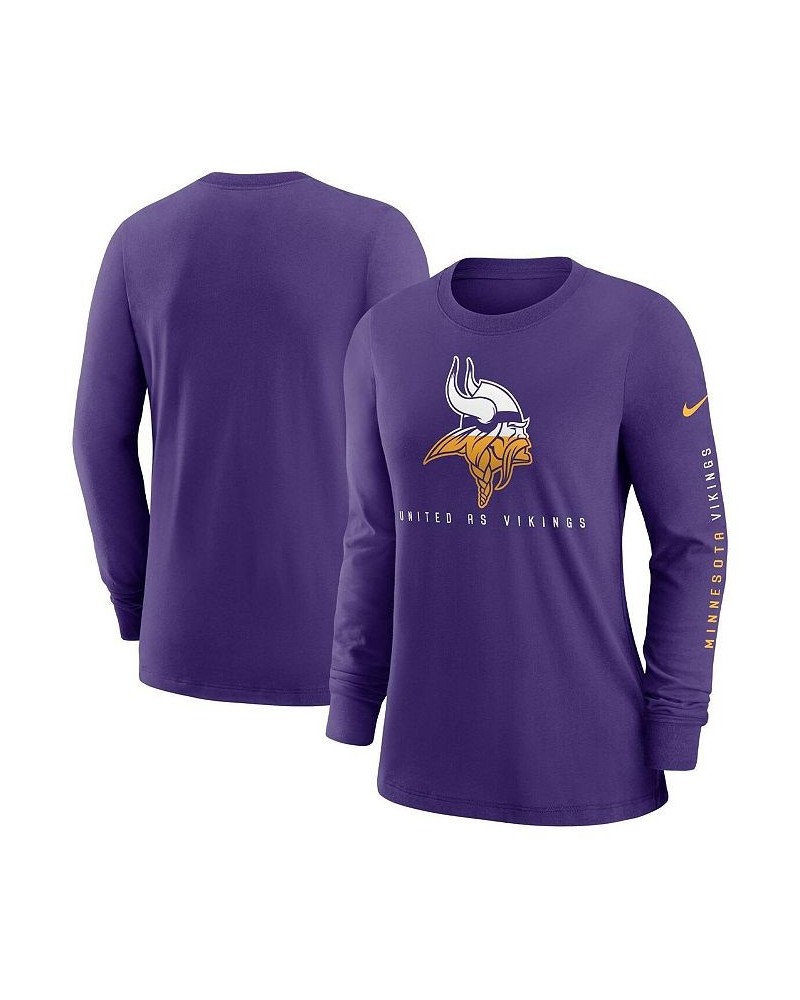 Women's Purple Minnesota Vikings Prime Split Long Sleeve T-shirt Purple $23.50 Tops