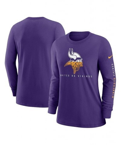 Women's Purple Minnesota Vikings Prime Split Long Sleeve T-shirt Purple $23.50 Tops