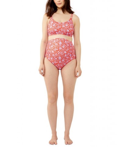 2-Pc. High-Waisted Maternity Bikini Red Floral $38.08 Swimsuits