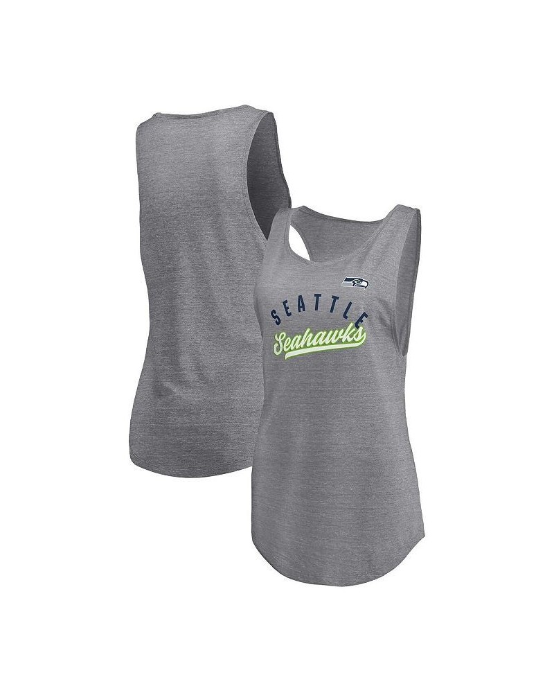 Women's Branded Heathered Gray Seattle Seahawks Quality Time Scoop Neck Tri-Blend Tank Top Heathered Gray $14.00 Tops