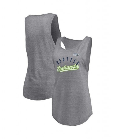 Women's Branded Heathered Gray Seattle Seahawks Quality Time Scoop Neck Tri-Blend Tank Top Heathered Gray $14.00 Tops