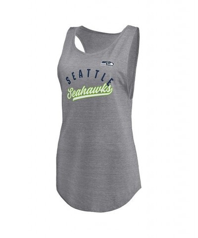 Women's Branded Heathered Gray Seattle Seahawks Quality Time Scoop Neck Tri-Blend Tank Top Heathered Gray $14.00 Tops