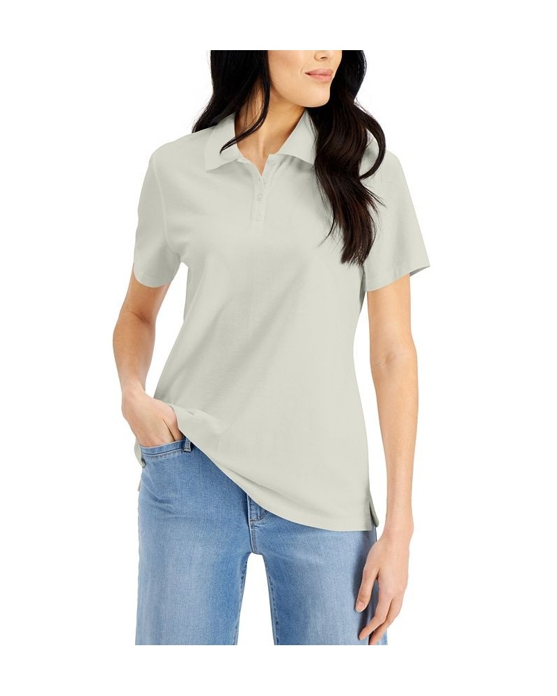 Petite Knit Cotton Polo Pebble $9.50 Tops