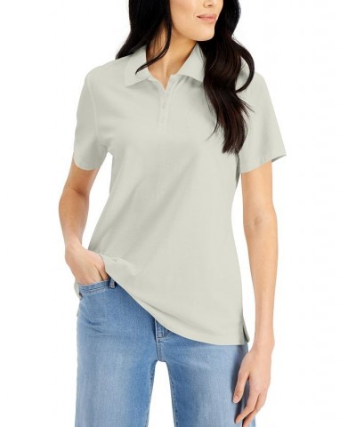 Petite Knit Cotton Polo Pebble $9.50 Tops