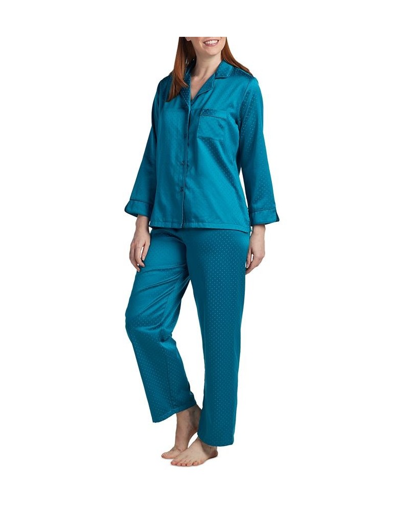 Women's Notched-Collar Pajamas Set Blue $14.40 Sleepwear