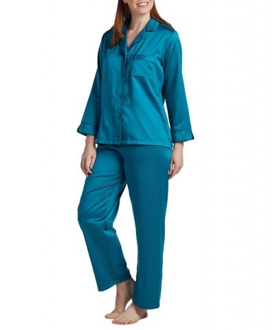 Women's Notched-Collar Pajamas Set Blue $14.40 Sleepwear