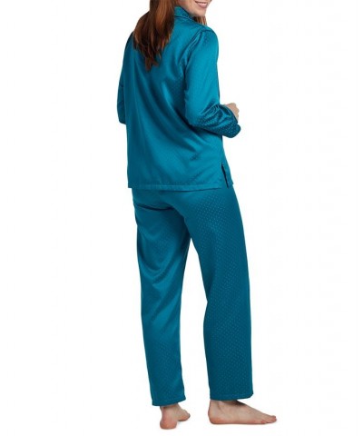 Women's Notched-Collar Pajamas Set Blue $14.40 Sleepwear