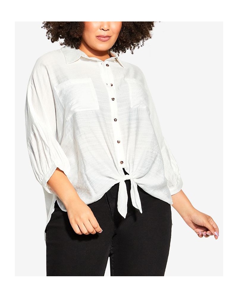 Trendy Plus Size Megan Shirt Ivory/Cream $31.50 Tops