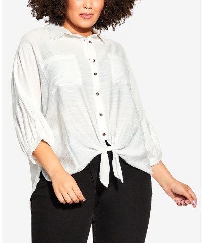 Trendy Plus Size Megan Shirt Ivory/Cream $31.50 Tops