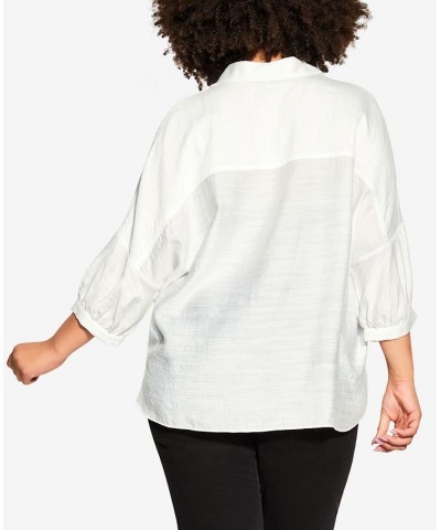 Trendy Plus Size Megan Shirt Ivory/Cream $31.50 Tops