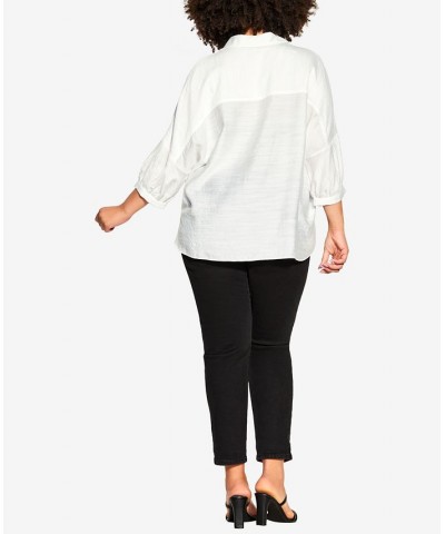 Trendy Plus Size Megan Shirt Ivory/Cream $31.50 Tops