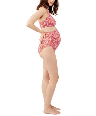 2-Pc. High-Waisted Maternity Bikini Red Floral $38.08 Swimsuits