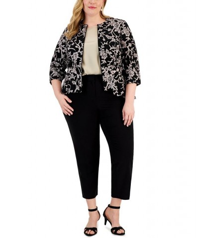 Plus Size Embroidered Peplum Top Black Shell Pink $76.97 Tops