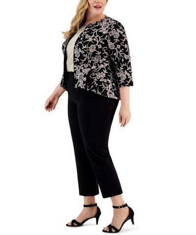 Plus Size Embroidered Peplum Top Black Shell Pink $76.97 Tops