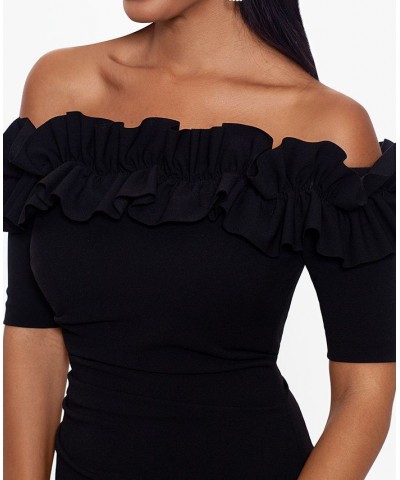 Petite Ruffled Off-the-Shoulder Dress Black $107.55 Dresses