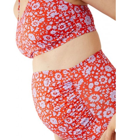 2-Pc. High-Waisted Maternity Bikini Red Floral $38.08 Swimsuits