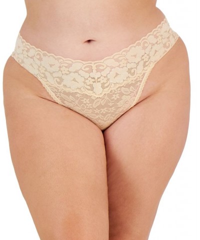 Plus Size Lace Thong Underwear Lingerie Tan/Beige $8.63 Panty