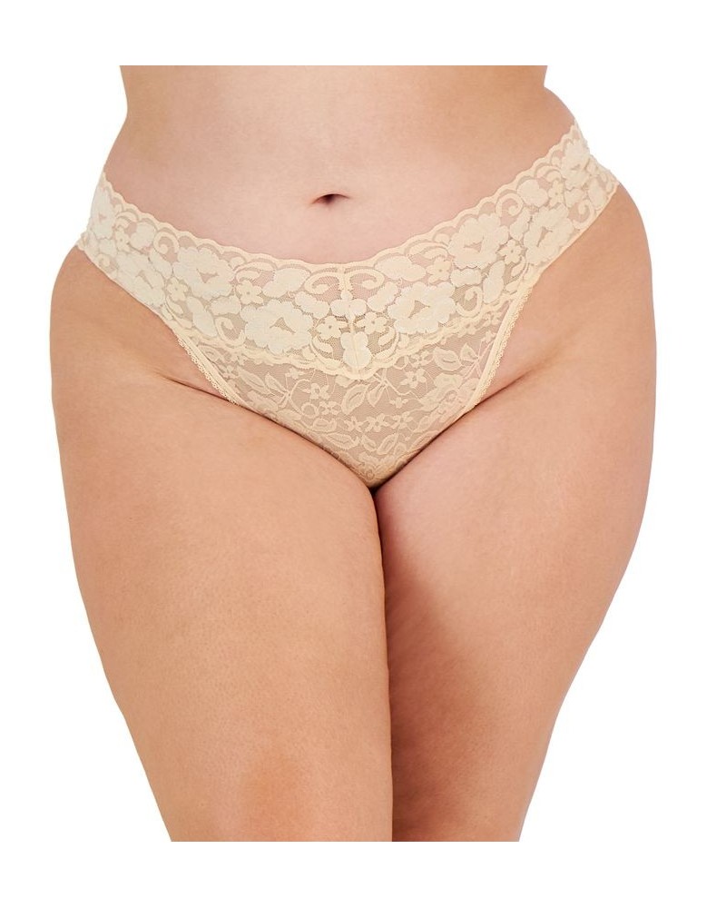 Plus Size Lace Thong Underwear Lingerie Tan/Beige $8.63 Panty