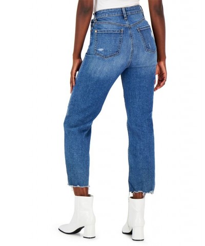 Women's High-Rise Distressed Straight-Leg Jeans Medium Indigo $15.81 Jeans