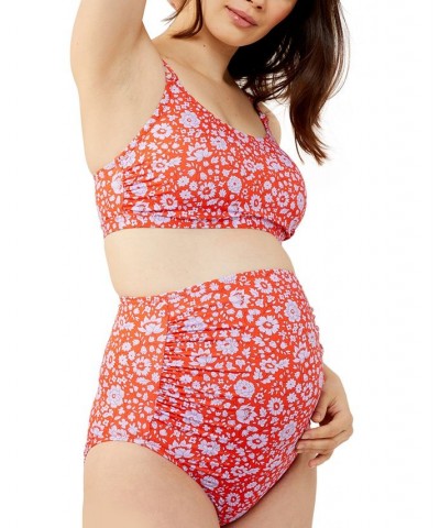 2-Pc. High-Waisted Maternity Bikini Red Floral $38.08 Swimsuits