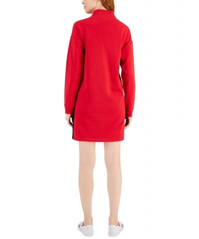 Women's Mock-Neck Long-Sleeve Sweatshirt Dress Red $21.39 Dresses