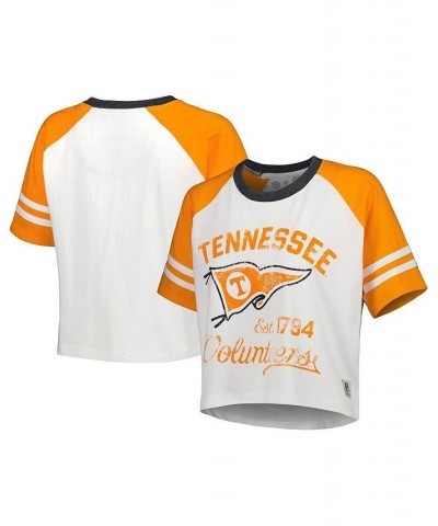 Women's White Tennessee Volunteers Melange Beaumont Cropped Raglan T-shirt White $28.41 Tops