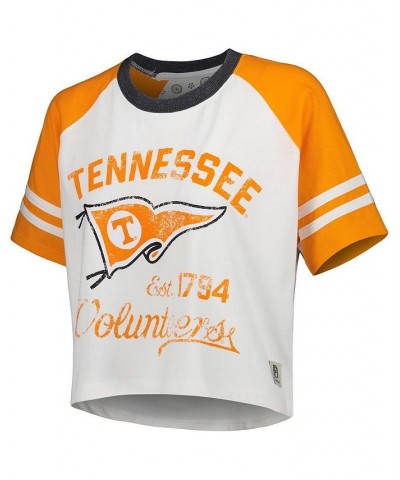 Women's White Tennessee Volunteers Melange Beaumont Cropped Raglan T-shirt White $28.41 Tops