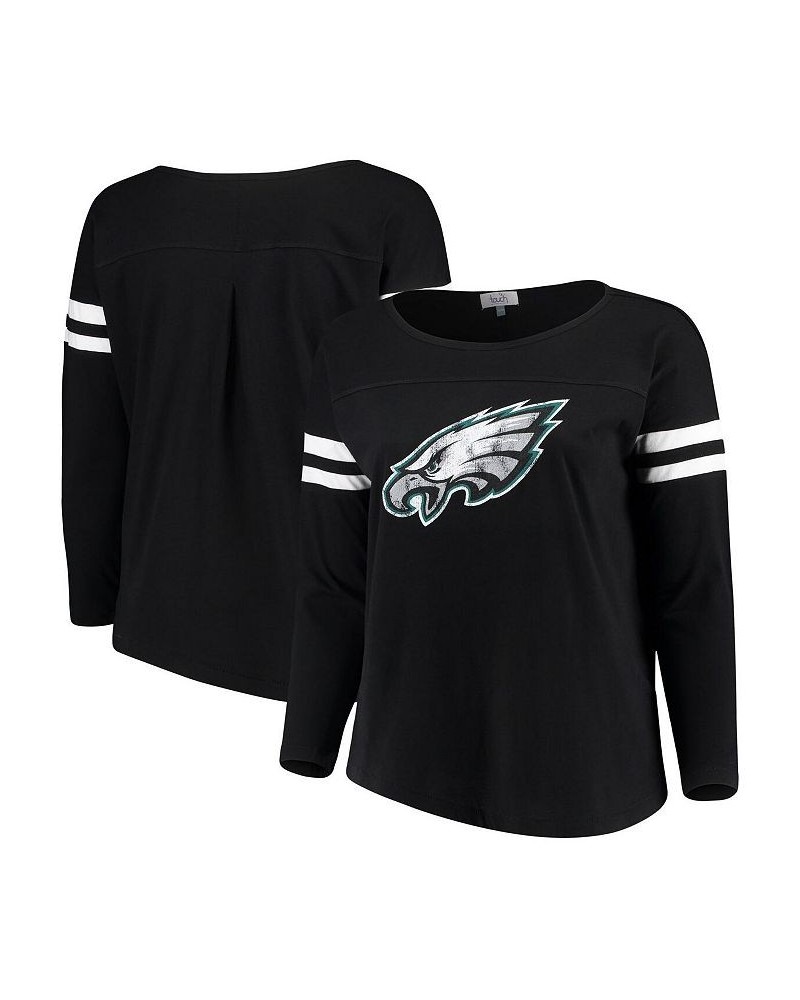 Women's Black Philadelphia Eagles Plus Size Free Agent Long Sleeve T-shirt Black $33.59 Tops