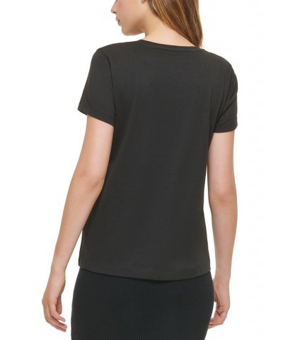 Women's Newpaper-Logo Short-Sleeve T-Shirt Black $14.08 Tops