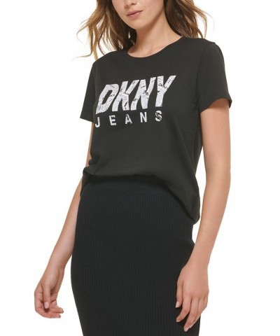 Women's Newpaper-Logo Short-Sleeve T-Shirt Black $14.08 Tops